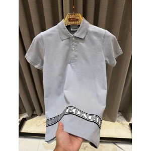 Men's Coach Embroidery Logo Luxury Black Polo Tshirt