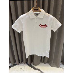 Men's Coach Embroidery Logo Luxury Black Polo Tshirt