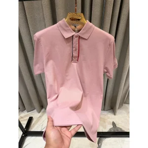 Men's Moncler Embroidery Logo On Sleeve Pink Polo Tshirt