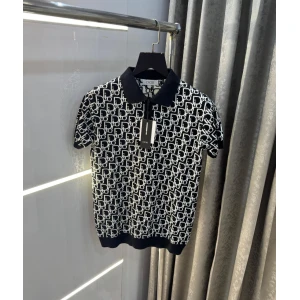 Men's Christian Dior All over CD Monogram Knitted Polo Tshirt